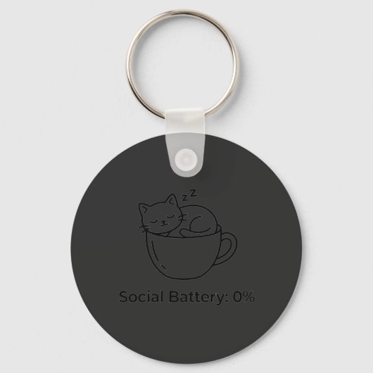 Porte-clés Chat Introverti Batterie Sociale Zéro Avant Cervea (Recto)