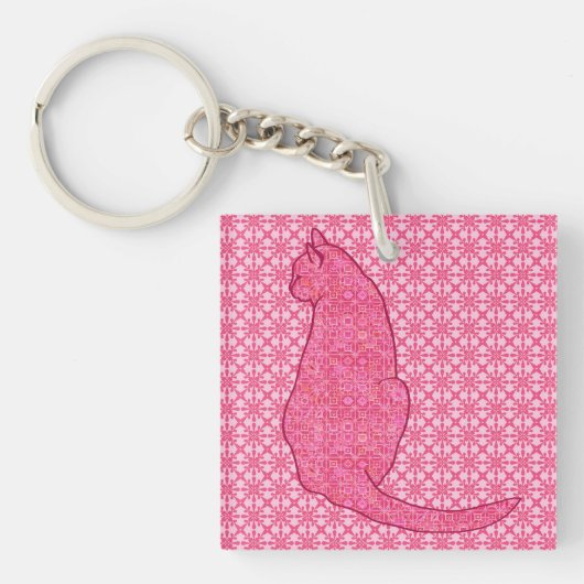 Porte-clés Chat Japonais - Batik Rose Fuchsia (Devant)