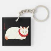 Porte-clés Chat japonais blanc et gingembre (Dos)