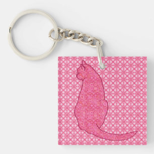 Porte-clés Chat japonais - Fuchsia Pink Batik