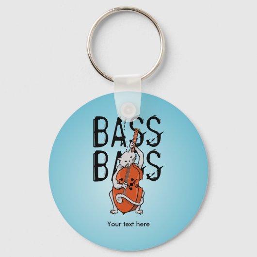 Porte-clés Chat Jouer à une double basse ou Cello (Recto)
