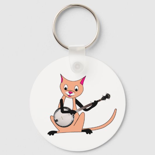Porte-clés Chat Jouer au banjo (Recto)