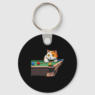 Porte-clés Chat Jouer Billard De Piscine Dans Le Salon Cool F