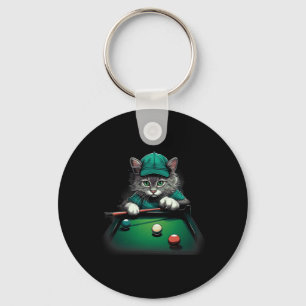 Porte-clés Chat Jouer Pool Billard Cool Drôle Chats