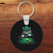 Porte-clés Chat Jouer Pool Billard Cool Drôle Chats (Recto)