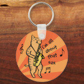 Porte-clés Chat Jouer Saxophone (Recto)