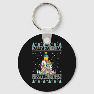 Porte-clés Chat juif Joyeux Noël Bonne Hanouka Chrismuk
