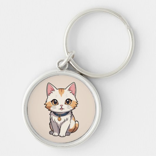 Porte-clés Chat Kawaii avec charme Feline (Devant)