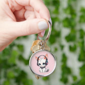 Porte-clés Chat Kawaii avec des écouteurs à la mode (main)