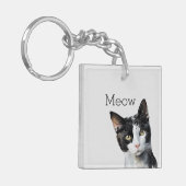 Porte-clés Chat Kitty blanc gris noir (Devant gauche)