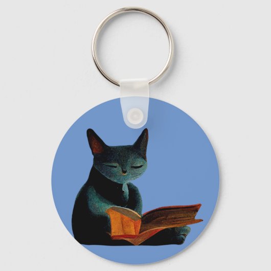 Porte-clés Chat lecture d'un livre (Recto)