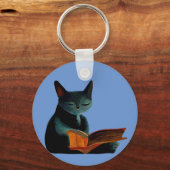 Porte-clés Chat lecture d'un livre (Recto)