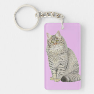 Porte-clés Chat Longhair Tabby