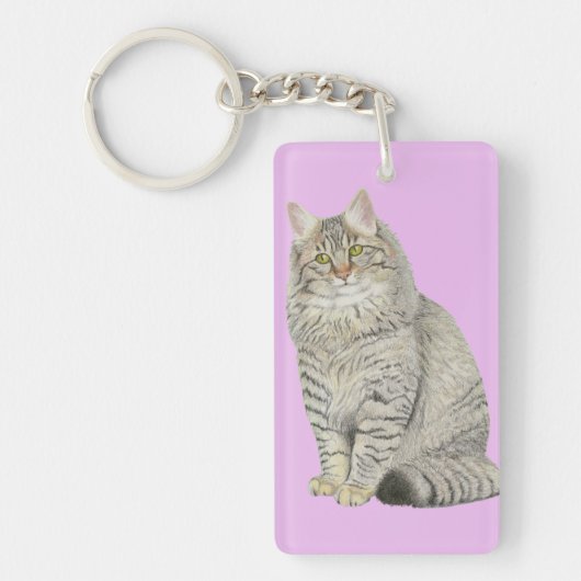 Porte-clés Chat Longhair Tabby (Devant)