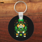 Porte-clés Chat lutin de la Saint-Patrick Chat Trèfle irlanda (Recto)
