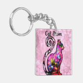 Porte-clés Chat Maman Abstrait Whimsical Chat Kitty Art (Devant gauche)