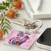 Porte-clés Chat Maman Abstrait Whimsical Chat Kitty Art (Devant Droit)