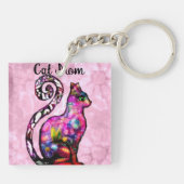 Porte-clés Chat Maman Abstrait Whimsical Chat Kitty Art (Dos)