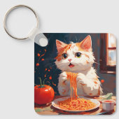 Porte-clés Chat mangeant des spaghetti (Recto)