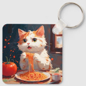 Porte-clés Chat mangeant des spaghetti (Dos)