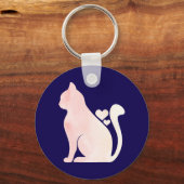 Porte-clés Chat Mignon avec des Cœurs (Recto)