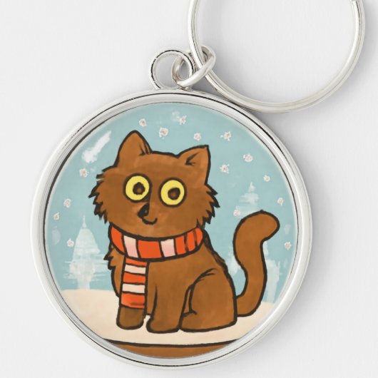 Porte-clés Chat Mignon avec Écharpe (Devant)