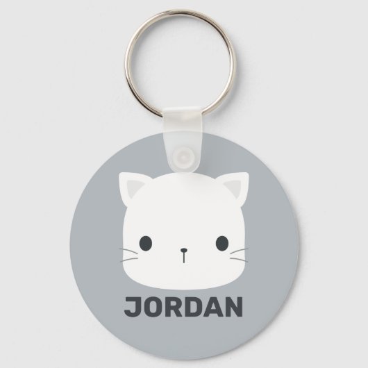 Porte-clés Chat mignon avec nom personnalisé (Recto)
