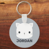 Porte-clés Chat mignon avec nom personnalisé (Recto)