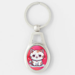 Porte-clés Chat Mignon Clipart de Style Kawaii