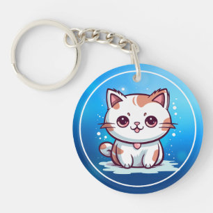 Porte-clés Chat Mignon Clipart de Style Kawaii