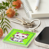Porte-clés Chat Mignon Clipart de Style Kawaii (Devant Droit)