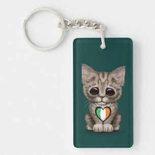 Porte-clés Chat mignon de chaton avec le coeur irlandais de