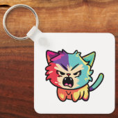 Porte-clés Chat mignon en colère qui baisait. (Recto)