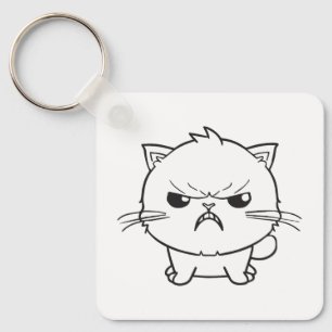 Porte-clés Chat mignon en colère qui baisait.