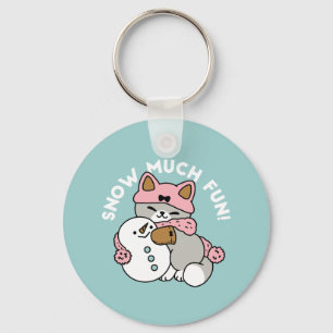 Porte-clés Chat mignon en Engin à neige avec Art Snowman