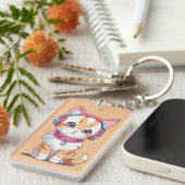 Porte-clés Chat mignon en mode écouteurs Chic (Devant droit)