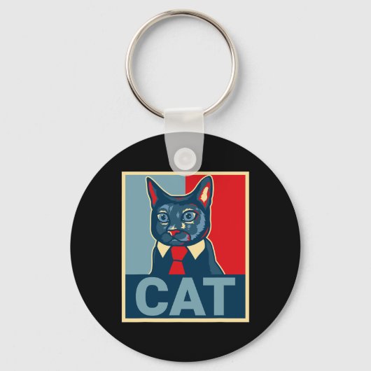 Porte-clés Chat Mignon Kitty Drôle Républicain Démocrate Styl (Recto)