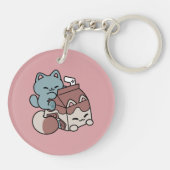 Porte-clés Chat Mignon Lait Chocolat – Boisson Confortable & (Dos)