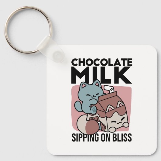 Porte-clés Chat Mignon Lait Chocolat – Boisson Confortable & (Recto)