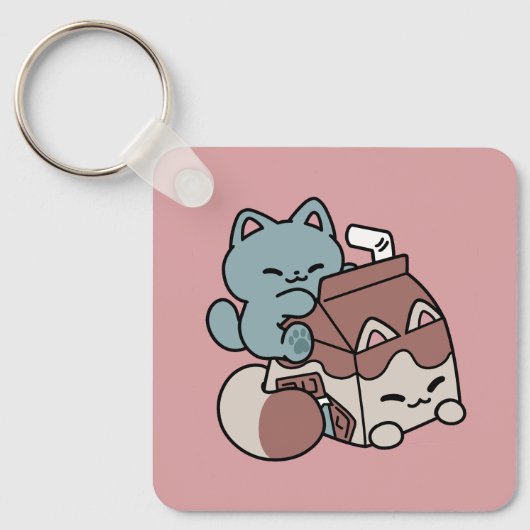 Porte-clés Chat Mignon Lait Chocolat – Boisson Confortable & (Recto)