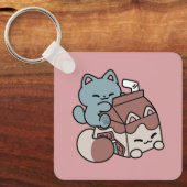 Porte-clés Chat Mignon Lait Chocolat – Boisson Confortable & (Recto)