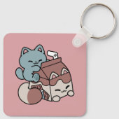 Porte-clés Chat Mignon Lait Chocolat – Boisson Confortable & (Dos)