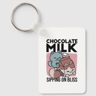 Porte-clés Chat Mignon Lait Chocolat – Boisson Confortable et