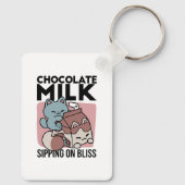 Porte-clés Chat Mignon Lait Chocolat – Boisson Confortable et (Verso)