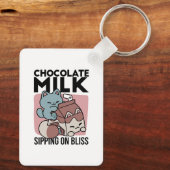 Porte-clés Chat Mignon Lait Chocolat – Boisson Confortable et (Verso)