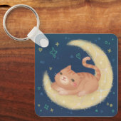 Porte-clés Chat mignon sur la Lune (Recto)