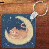 Porte-clés Chat mignon sur la Lune (Verso)
