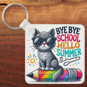 Porte-clés Chat mignon sur l'illustration crayon célébrant l' (Recto)
