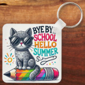 Porte-clés Chat mignon sur l'illustration crayon célébrant l' (Verso)