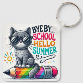 Porte-clés Chat mignon sur l'illustration crayon célébrant l' (Dos)